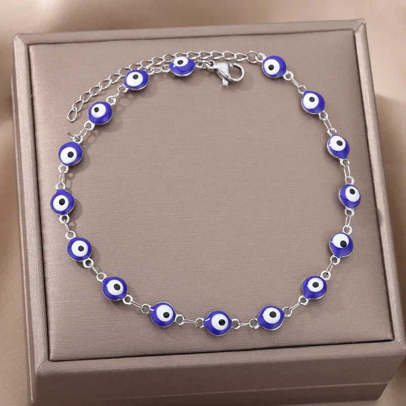 Evil Eye Anklets for Women Stainless Steel Boho Anklet Summer Charm Ankle Bracelet Lucky Amulet Jewelry Beach Accessoires Femme