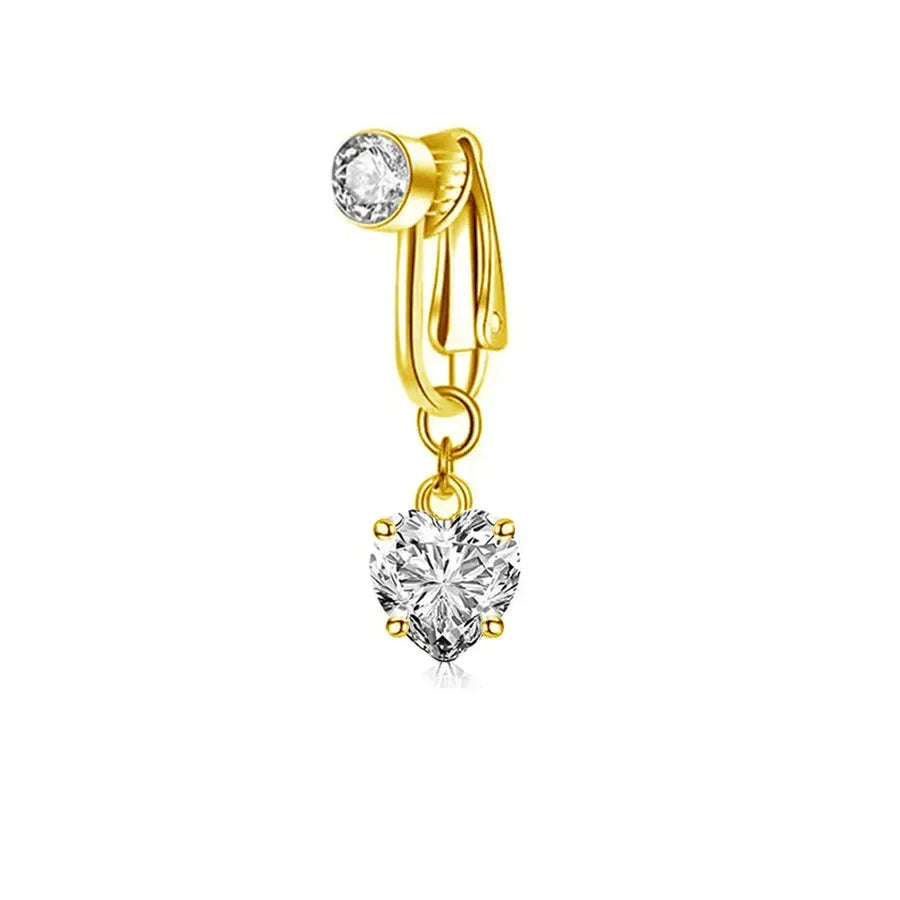 Clip On Belly Button Ring Butterfly Copper Zircon Pink Fake Belly Piercing Umbilical Navel Body Jewelry Trendy Fashion Style