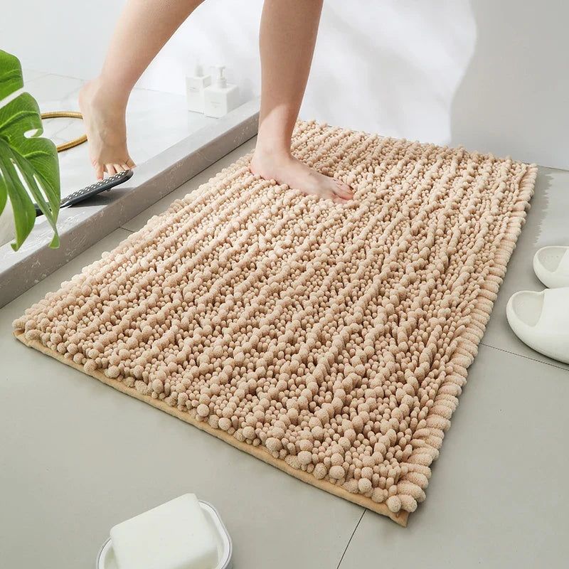 1 piece bathroom carpet bath mat, non-slip super thick lotus pine soft chenille door mat, fluffy foot mat, indoor solid color do