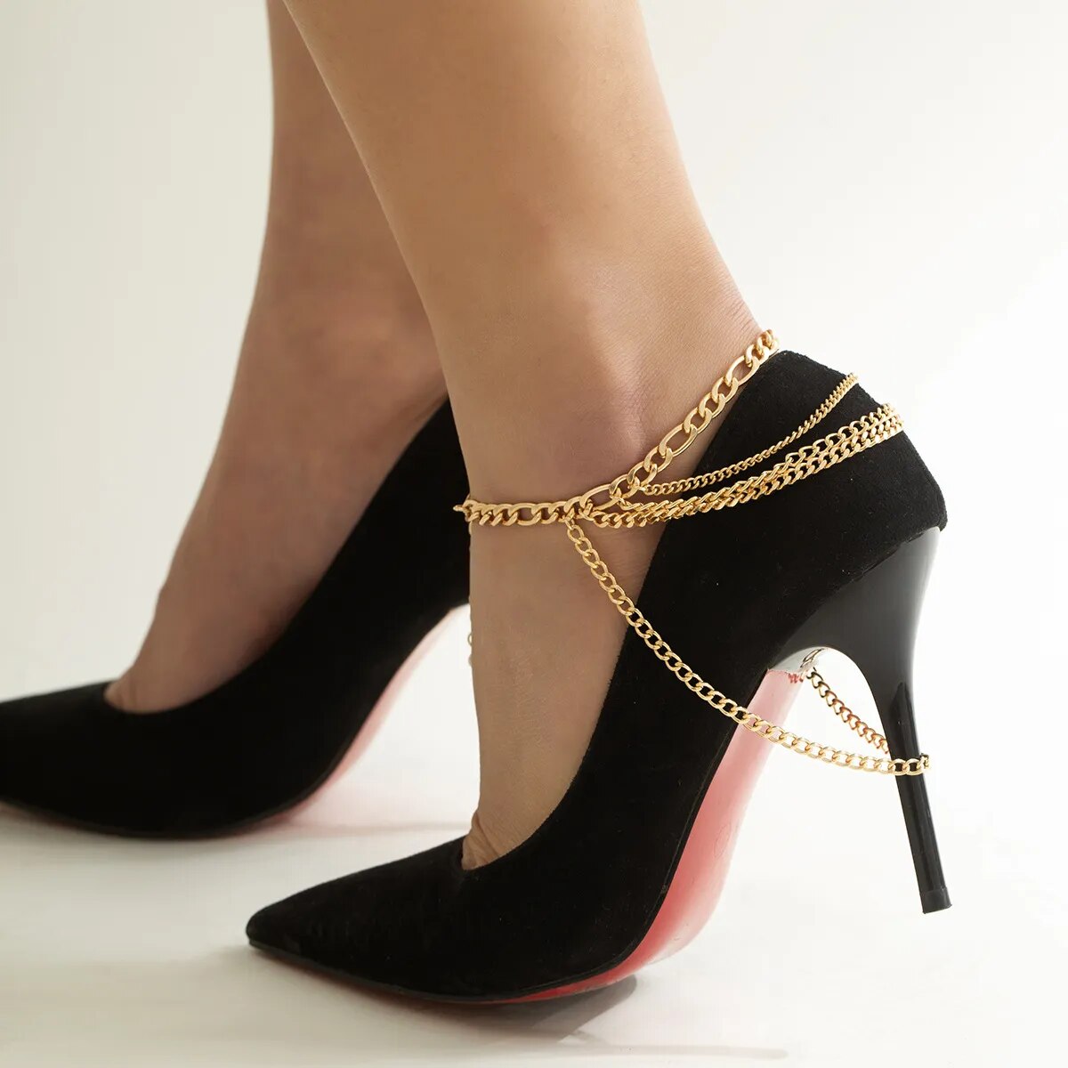 New 1 PC Multilayer Link Chain Tassel Anklets for Women Bracelet on the Leg Decoration on Foot Sandals Beach Accessories