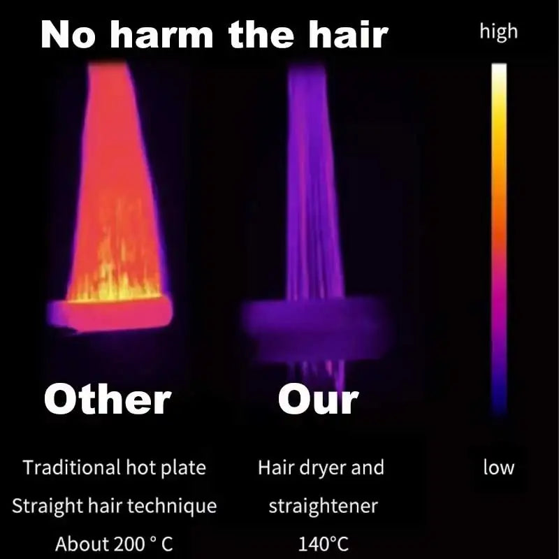 2-in-1 Negative Ion Hair Dryer Multi-Function Straightener Long-Lasting Styling Tool Straightener for Wet or Dry Hair