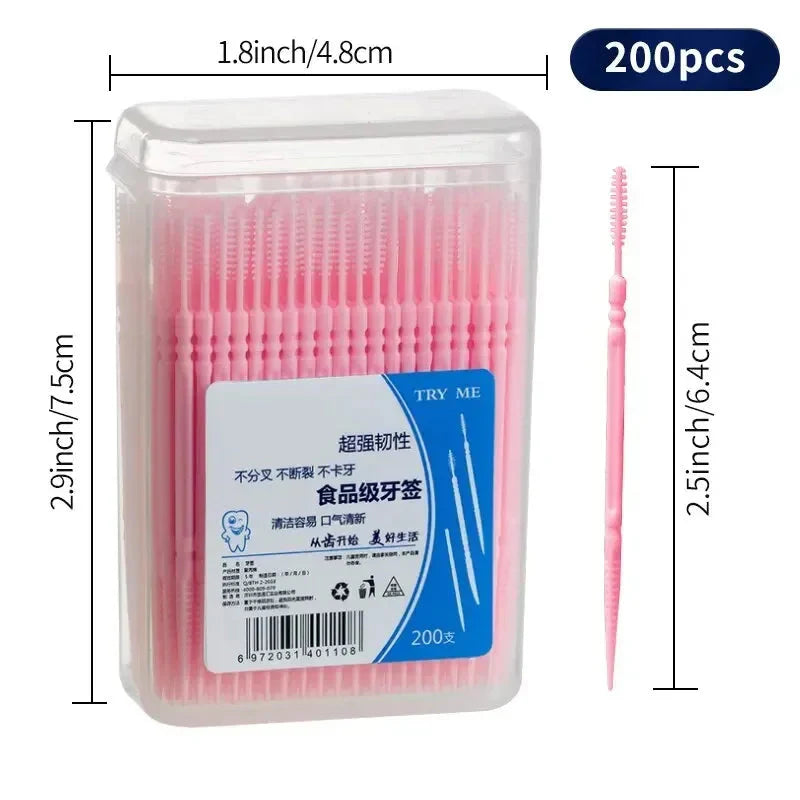 Portable Ultra Fine Toothpick Disposable Family Box Packed Pick Double Head High End Personality Creative Fruit Stick 200 Pieces