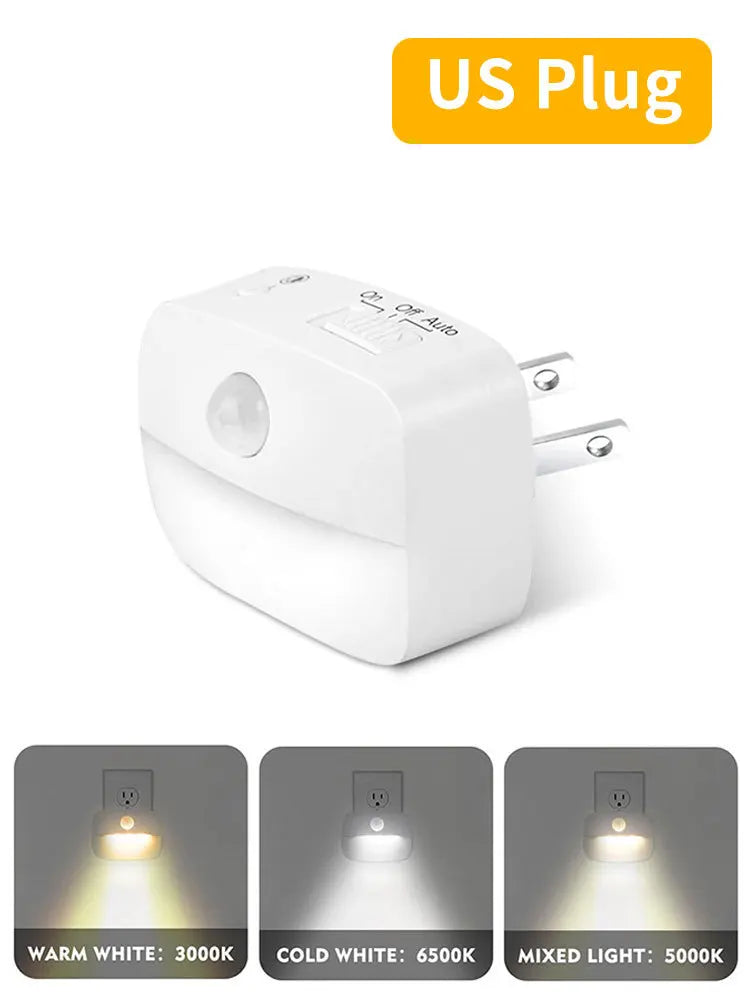 Motion Sensor LED Night Light, Plug-in Socket, 3 Modes Night Lamp For Room Kitchen Hallway Human Induction Emergency Lighting
