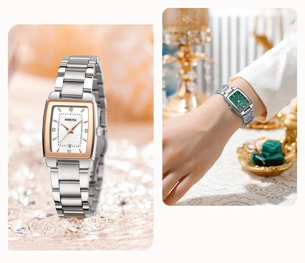 NIBOSI Luxury Ladies Watch Stainless Steel Waterproof Quartz Watch for Woman High Quality Female Clock Elegant Women's Watches