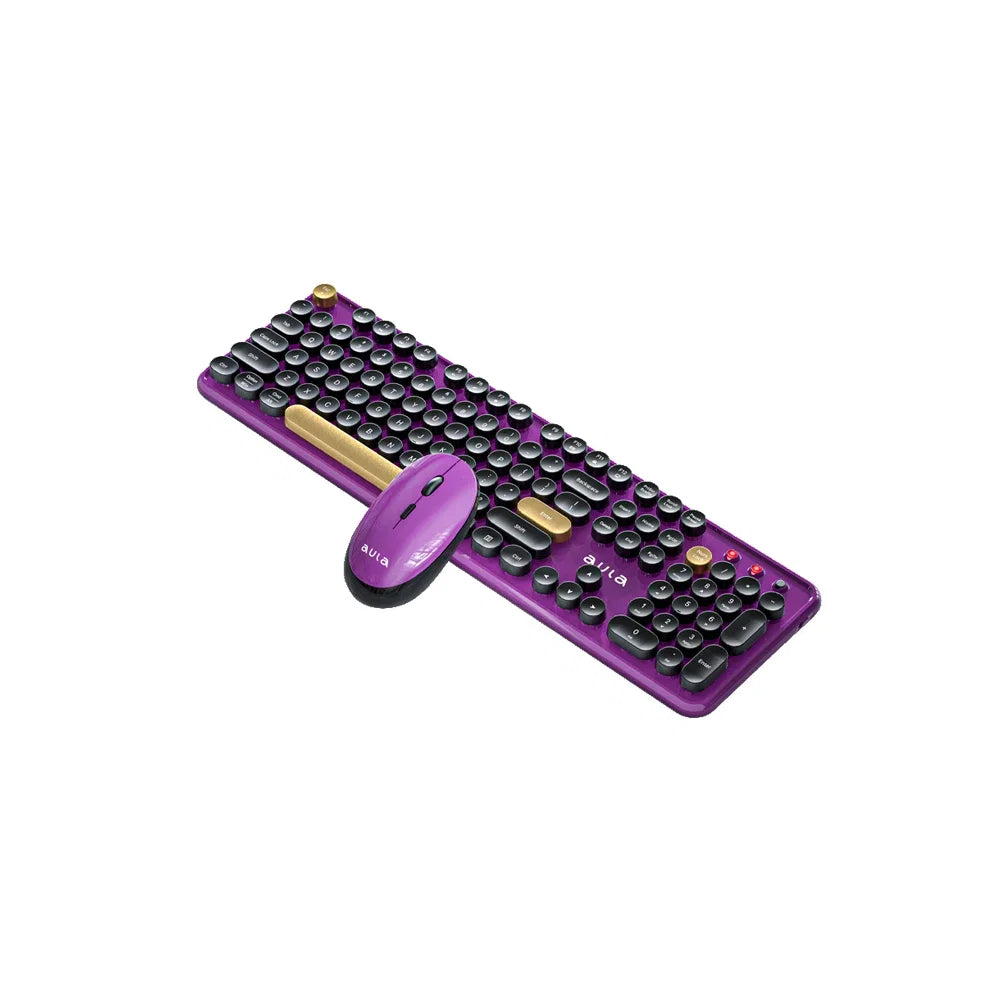 AULA AC306 Wireless Keyboard and Mouse  Combo Retro Round Key Cap Full-size 104-key Laptop for Office Entertainment