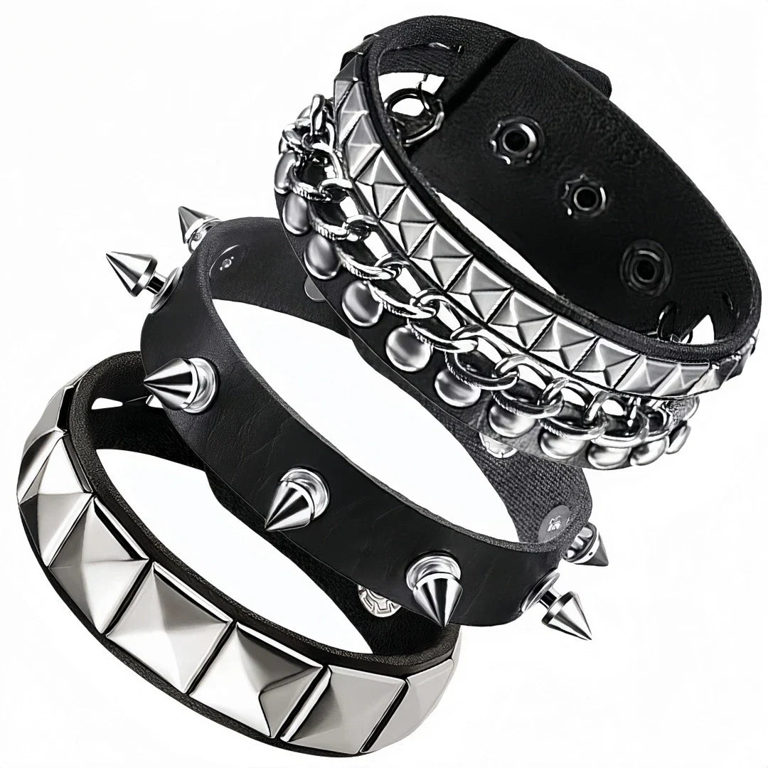 4pcs/set Gothic Punk Rock Square Rivet Bracelet Daily and Party Gothic