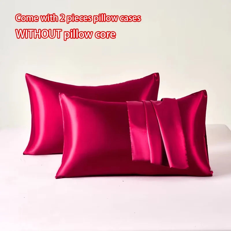 2pcs Satin Pillowcase for Skin and Hair, Satin Pillow Cases Set of 2 Soft Breathable Smooth Cooling Pillow Covers for Sleeping