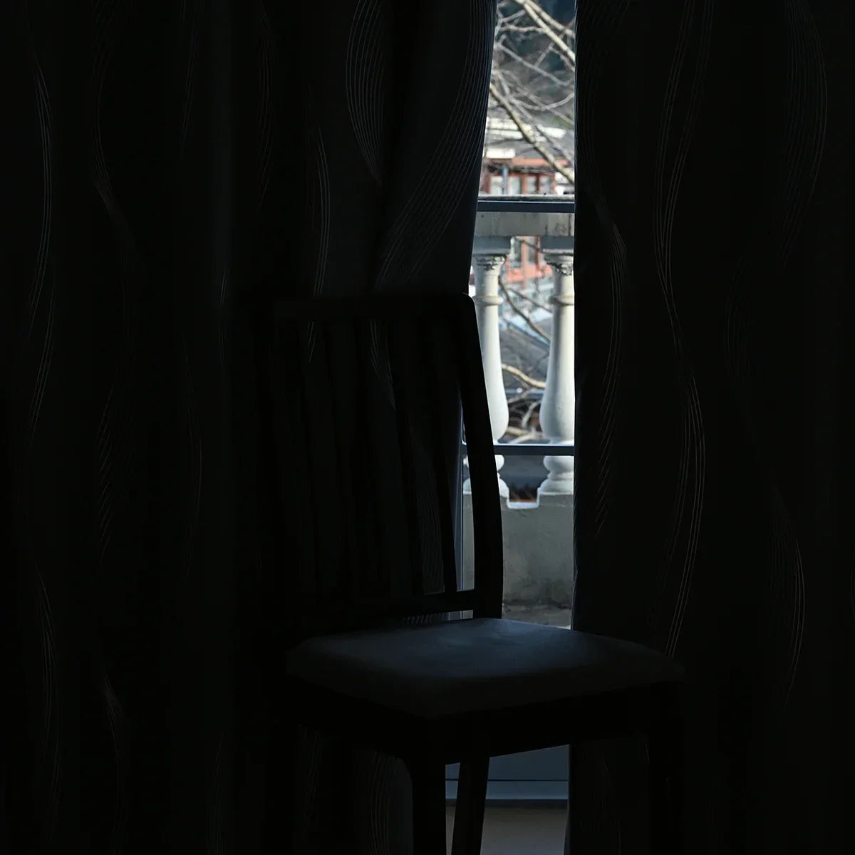 1pc/2pcs Wave and Marble 100% Blackout Curtains, Hot Stamping and Silver Curtains.