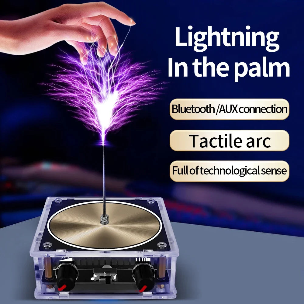 Mini Tesla Coil Speaker Bluetooth-compatible Music High Power Voltage Pulse Electric Arc Generator Artificial Lightning Speaker