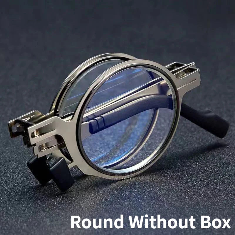 Metal Portable Folding Reading Glasses Vintage Round Square Foldable Presbyopia Eyeglasses Anti-blue Light Eyewear with Cases