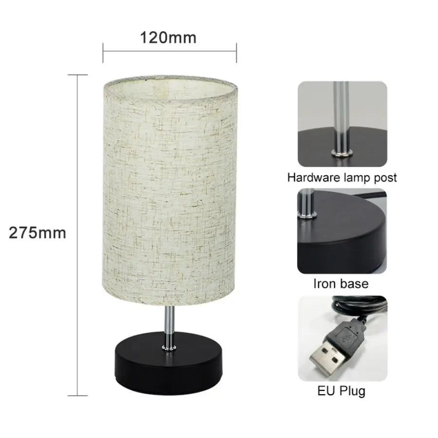 MARPOU Led Desk Lamp Touch Control 5V Three Color Adjustable Temperature Bedroom Bedside Table Lamp for Minimalist Night Light