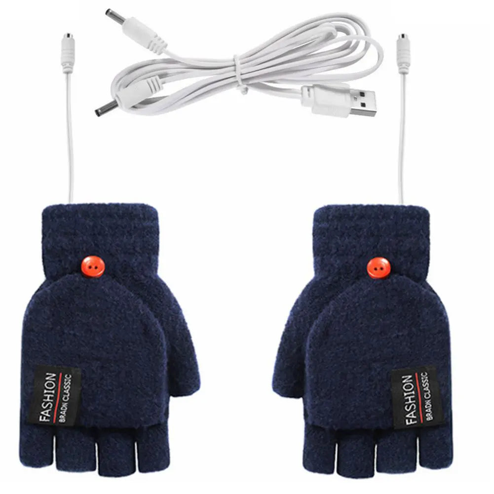 USB Electric Heated Gloves Adjustable Temperature Full Half Finger Warmer Touchscreen Electric Thermal Gloves Warm Winter Warmer
