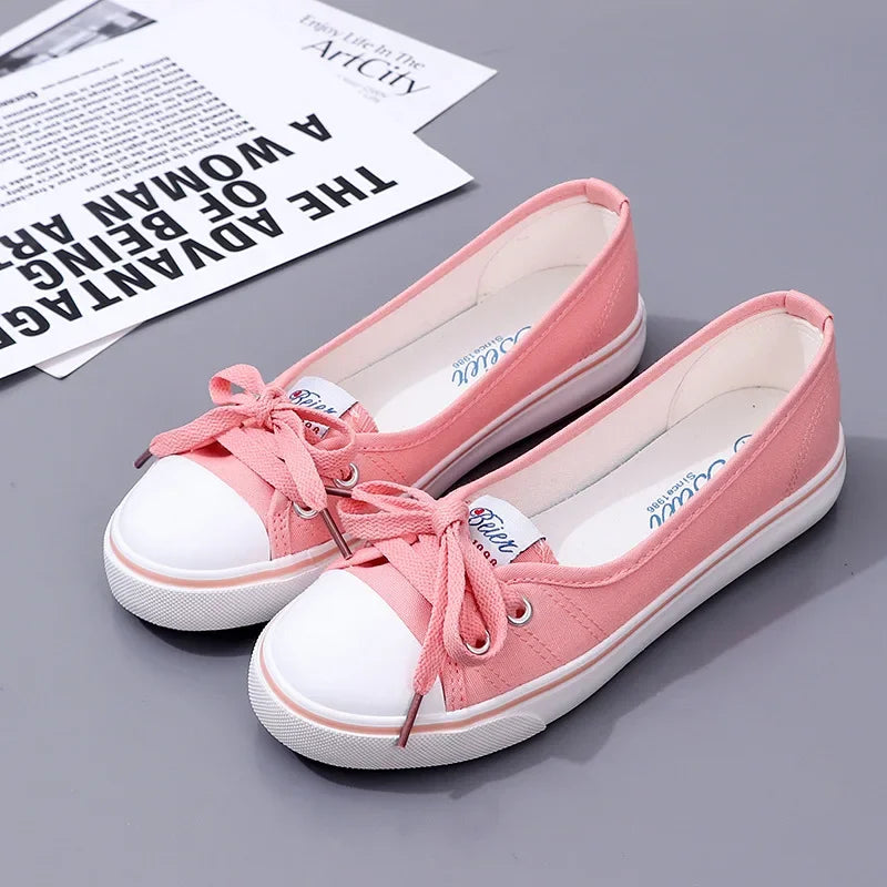 2026 New Women Shoes Fashion Canvas Shallow Casual Shoes for Woman Comfort Lace Flat Bottom Sneaker Designer Shoes Zapatos Mujer