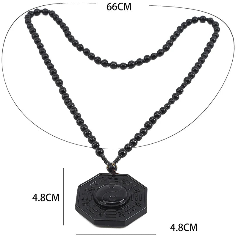New Obsidian Yin Yang Necklace Pendant Chinese Taiji-Bagua Men's Jewelry Women's Jewelry High Quality Gossip Pendant For Unisex