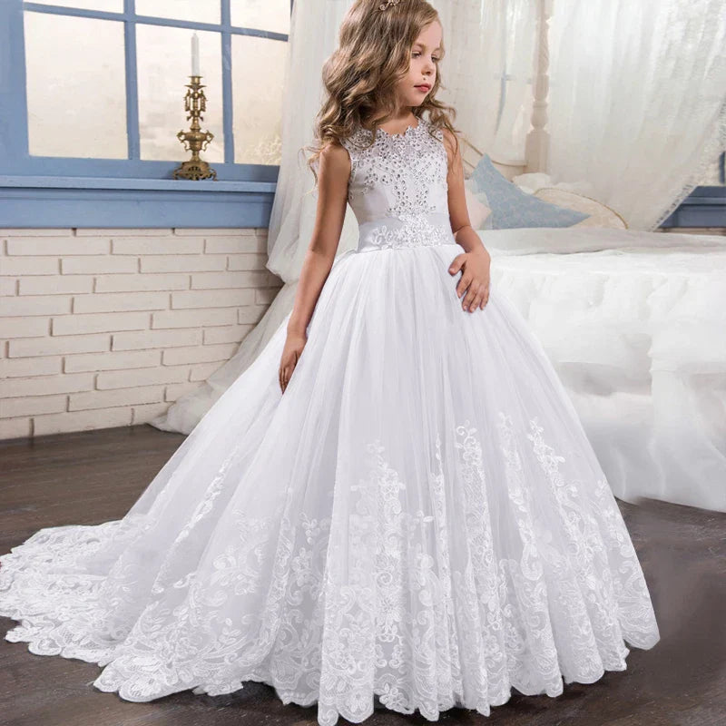 Red Christmas Clothes for Kids Girls Children's Pageant Performance Formal Gown Teen Girls Wedding Party