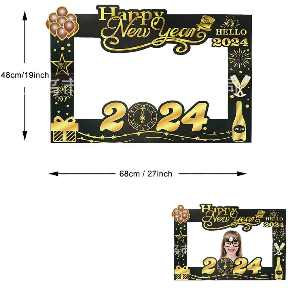 New Year 2024 number foil Balloon Hello 2024 New Year banner Balloon 2024 new year decor balloon Happy New Year Party Decoration