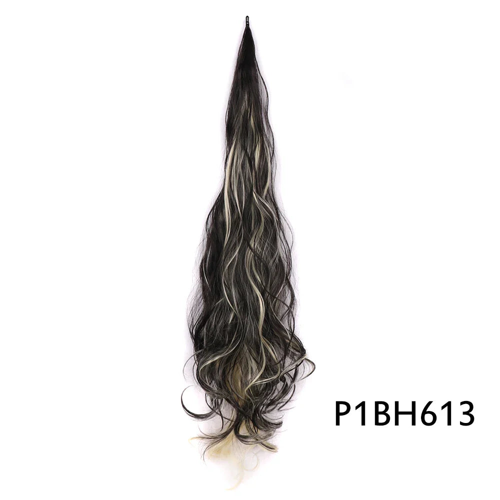 32" Flexible Wrap Around Ponytail Hair Extension Long Curly Synthetic Ponytail Wavy Pretty Hair Ponytails Hairpieces For Women