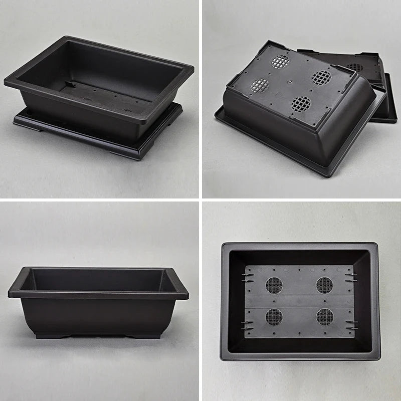 Rectangular Bonsai Training Pots Plastic Flowerpot with Drainage Tray Succulent Plants Pot Bonsai Plants Growing Pots Home Decor