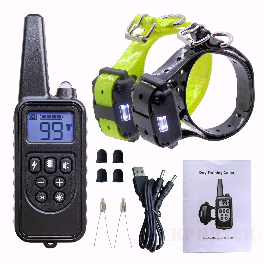 H880 Black Remote Dog Training Collar, For 1/2/3 Dogs, Shock, vibration and beep Function, Rechargeable and Waterproof