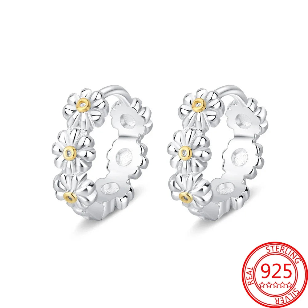 Romantic Heart Shapen Girl Earrings 925 Silver Rainbow Heart Hoop Earring Silver Jewelry Gift
