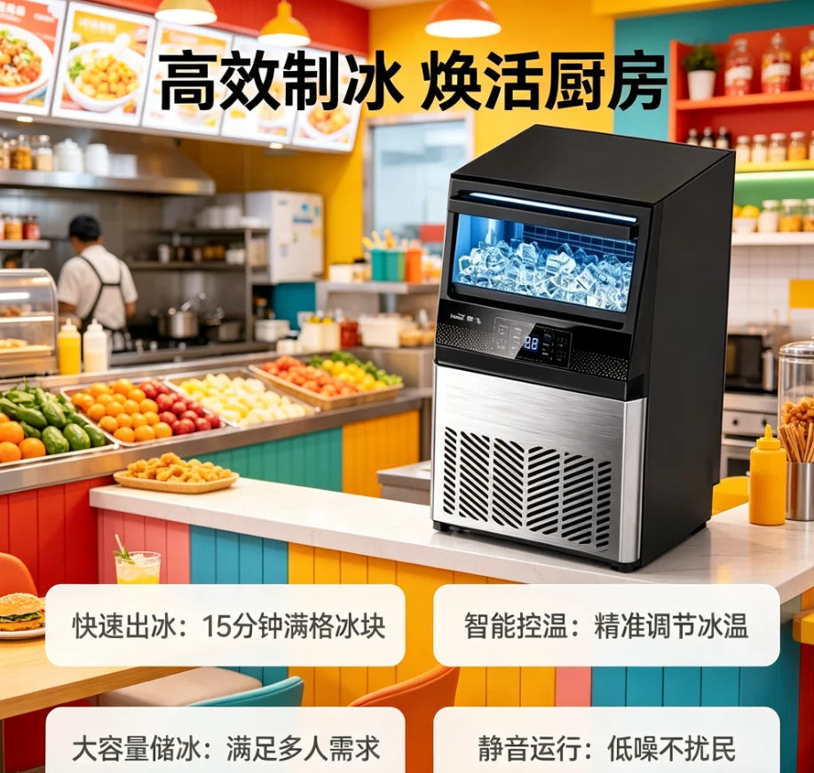 220V Frestec Commercial Ice Maker Large Capacity Automatic Square Ice Machine for Bubble Tea Shop LYH