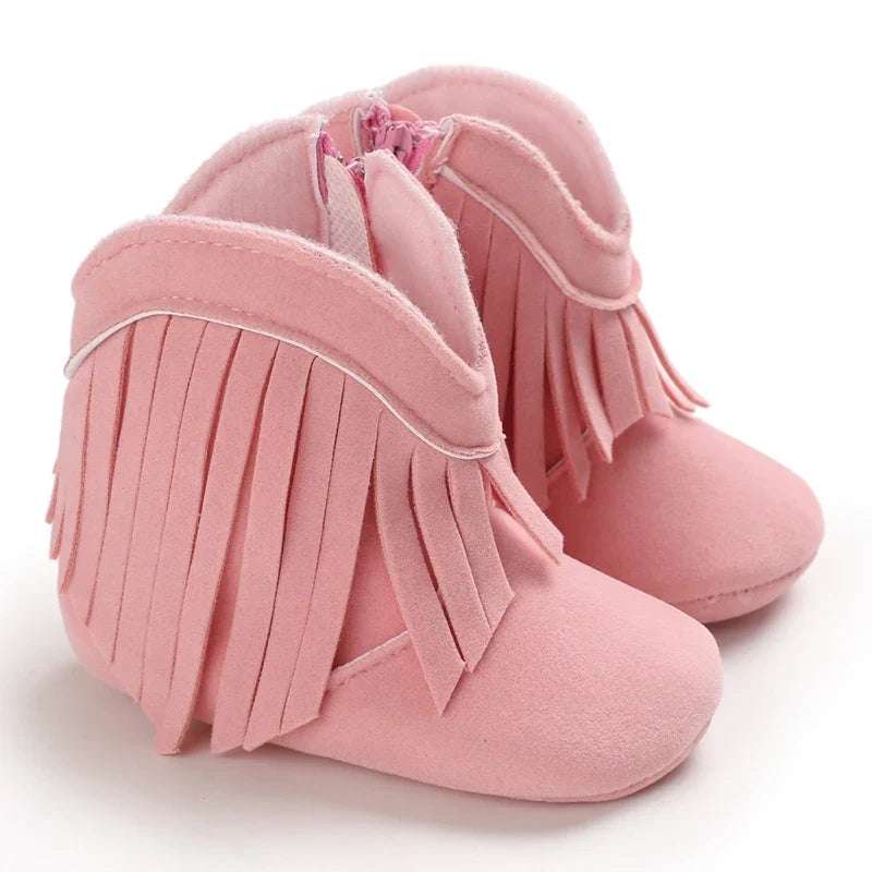 Western Denim Baby Winter Boots, Fashion Warm Casual First Walkers Shoes for Boys Girls 0-18 Months ﻿
