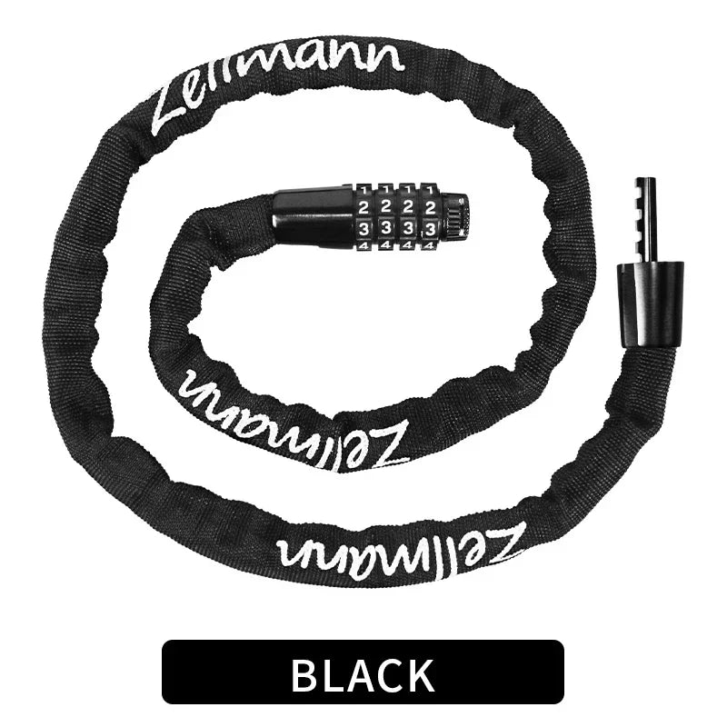 ZELLMANN Anti-theft Motorcycle Bicycle Lock MTB Road Bike Safety Chain Locks with Four Digit Combination Lock Bike Accessories