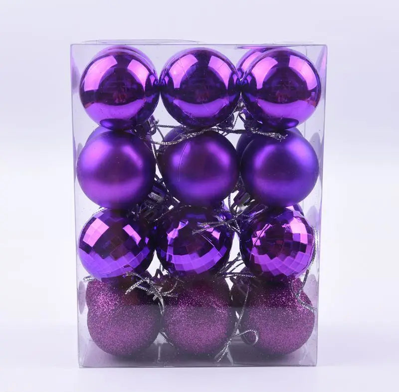 24Pcs Christmas Ball Pendent Decoration Xmas Tree Gold Glitter Hanging Ornament Ball Home Xmas Party Decor Navidad Gift Supplies