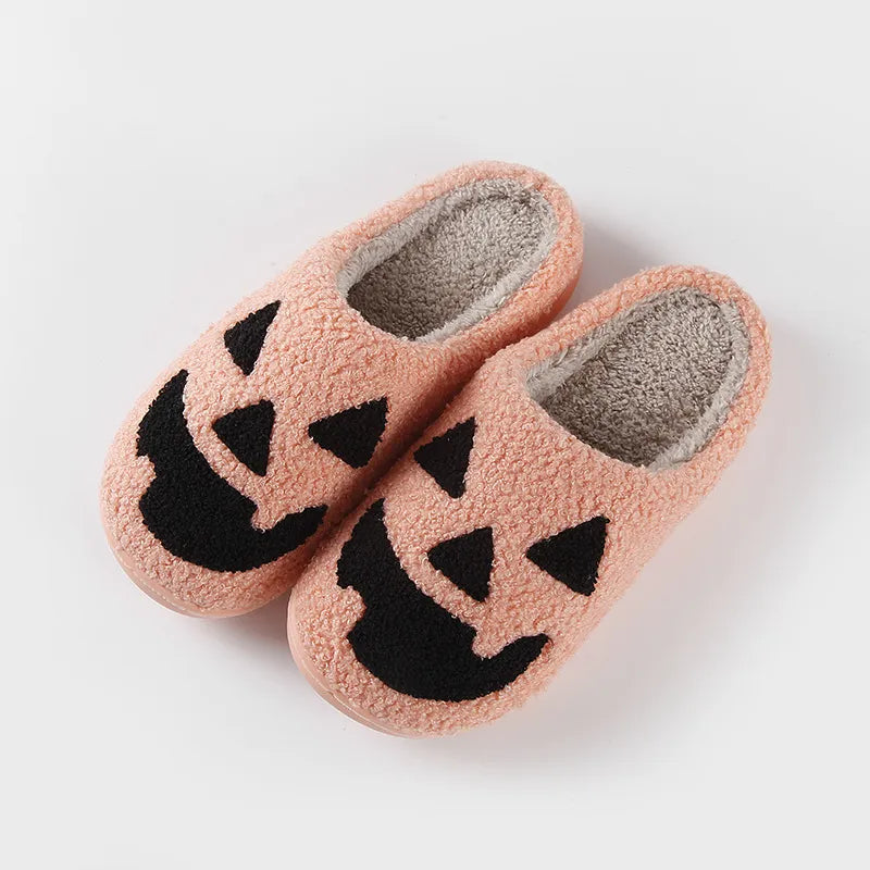 Halloween Slippers Ghost Face Slippers Pumpkin Slippers Men Flat Soft Plush Cozy Indoor Fuzzy Women House Shoes Fashion Gift Hot