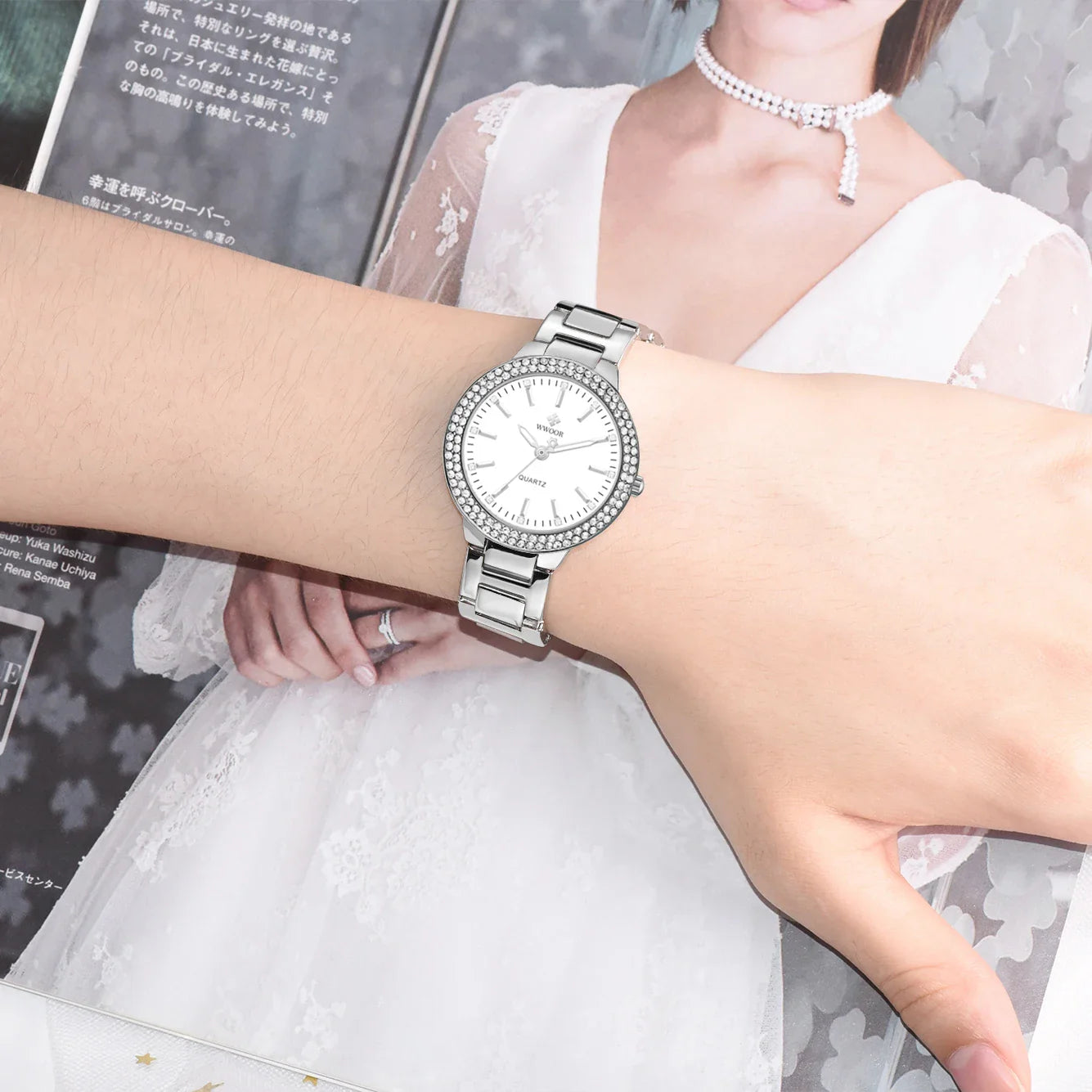 WWOOR New Women's Watches Fashion Crystal Diamond Ladies Quartz Wristwatch For Woman Relogio Feminino Female Montre Reloj Mujer