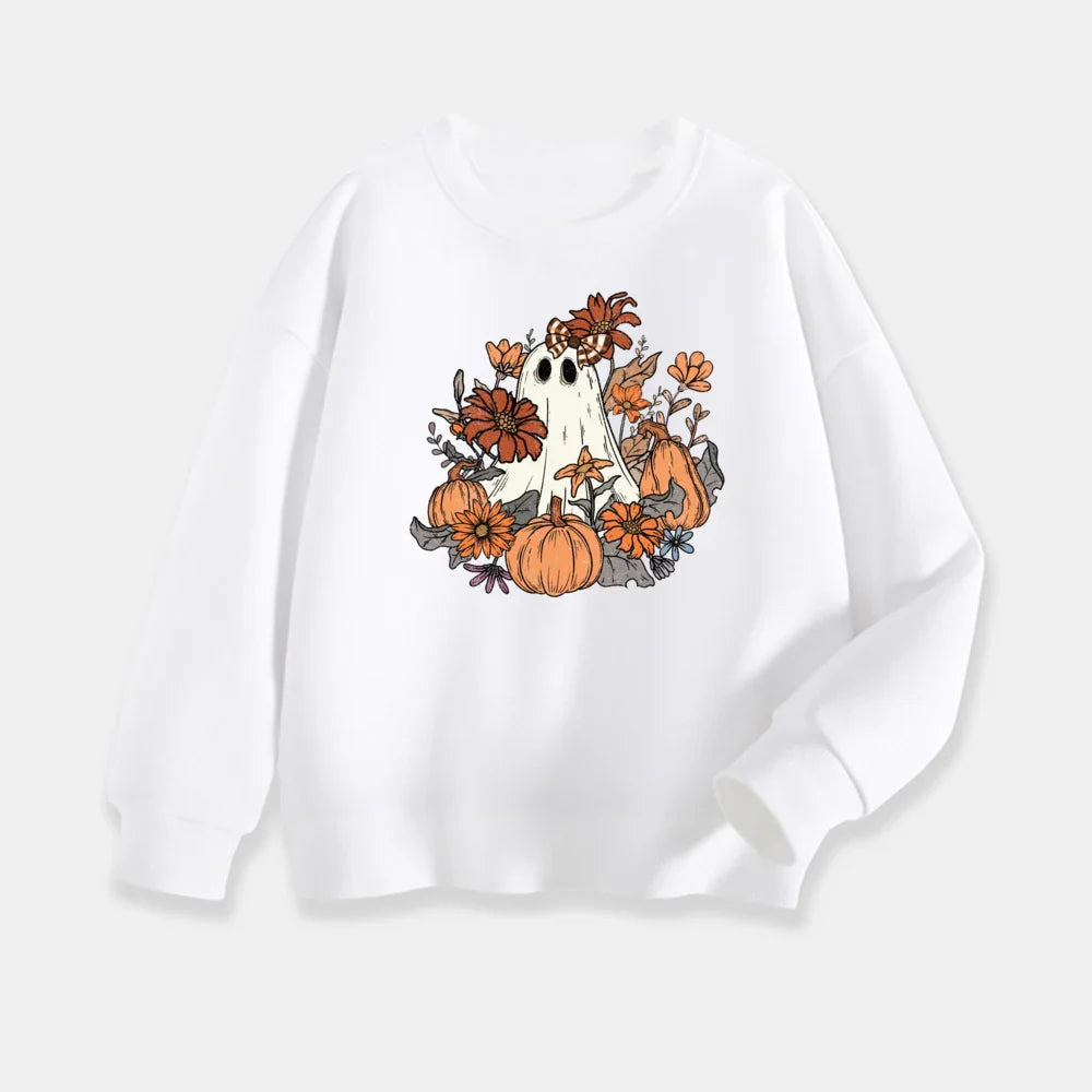 Kids Ghost Halloween Sweatshirt Toddler Cute Halloween Sweater Tee Vintage Ghost Crewnewck Fall Hoody Autumn Clothes