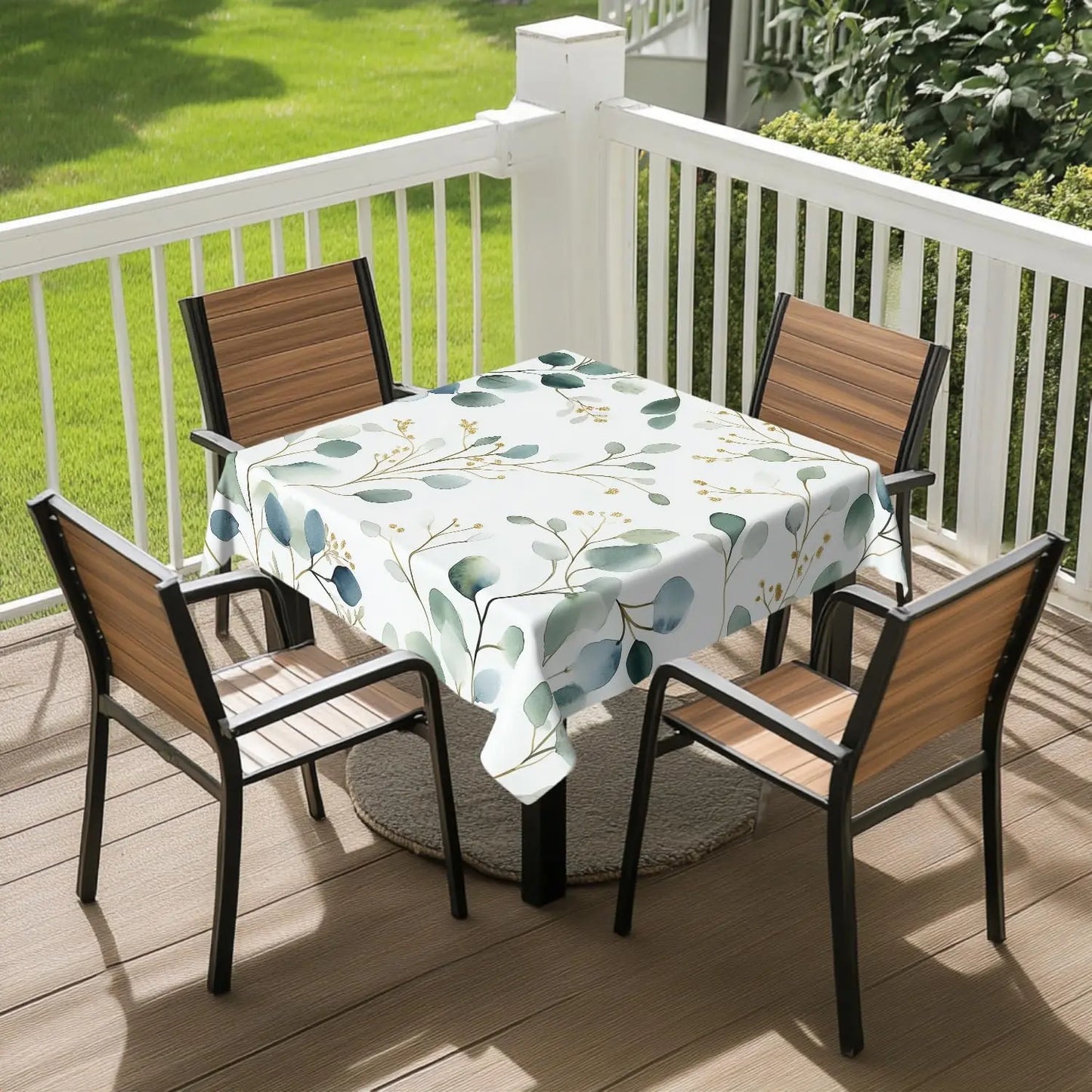 Green Leaves Square Tablecloth Waterproof Decorative Botanical Table Cloth Cover for Home Kitchen Dining Party Picnic Outdoor