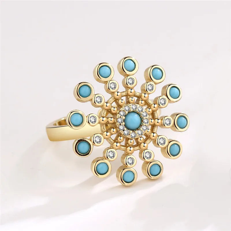 2023 Fashion Beads Anxiety Ring Fidget Spinner Rings Crystal Butterfly Flower Star Moon Ring Anti Stress Jewelry Gift