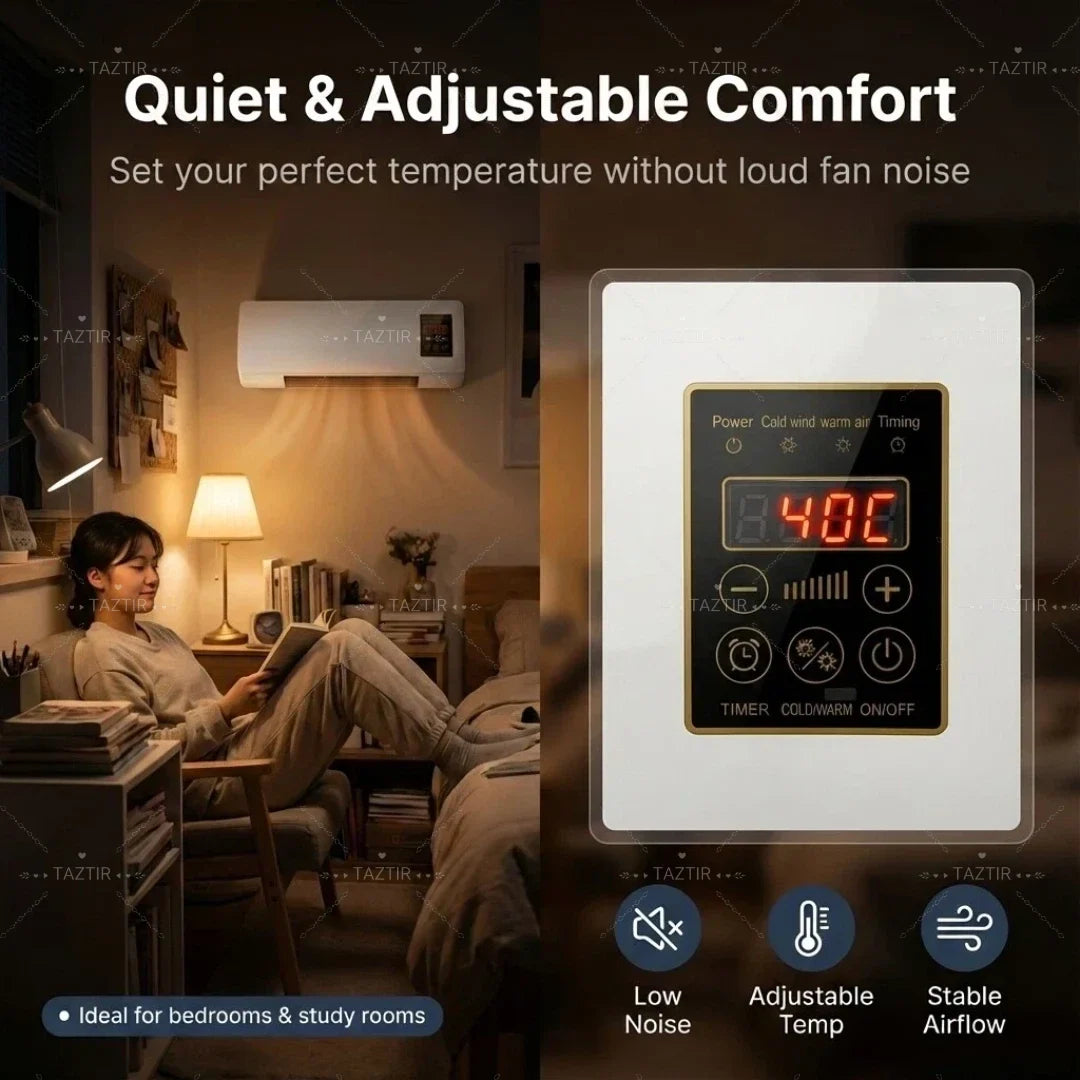 2-in-1 Wall-Mounted Heater 1400W , 6-Hour Timer, Remote Touchscreen Control, Overheat Protection.