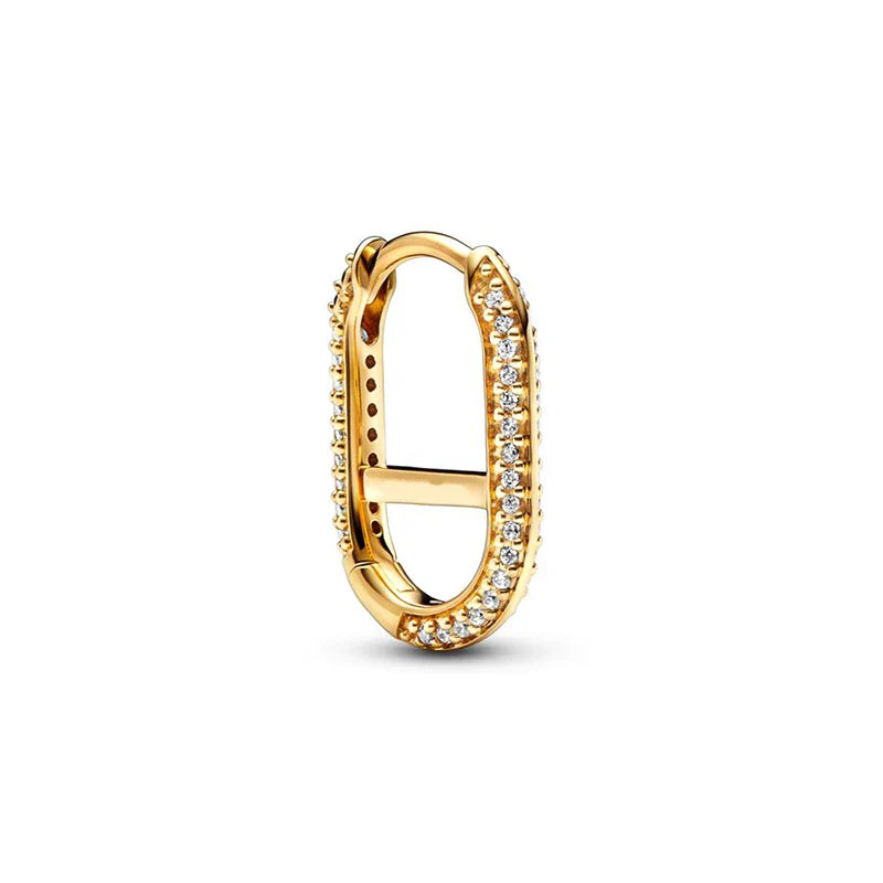 New 24K Gold Plated Pavé Heart Hoop Earring Huggie Hoop Earring 925 Silver Charm Hoop Earring Fine Jewelry Women DIY