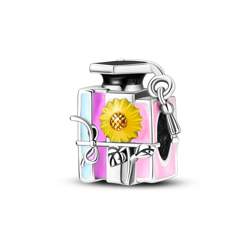 Romantic Pink Crown Perfume Bottle Charms Beads Bracelets Fine Jewelry