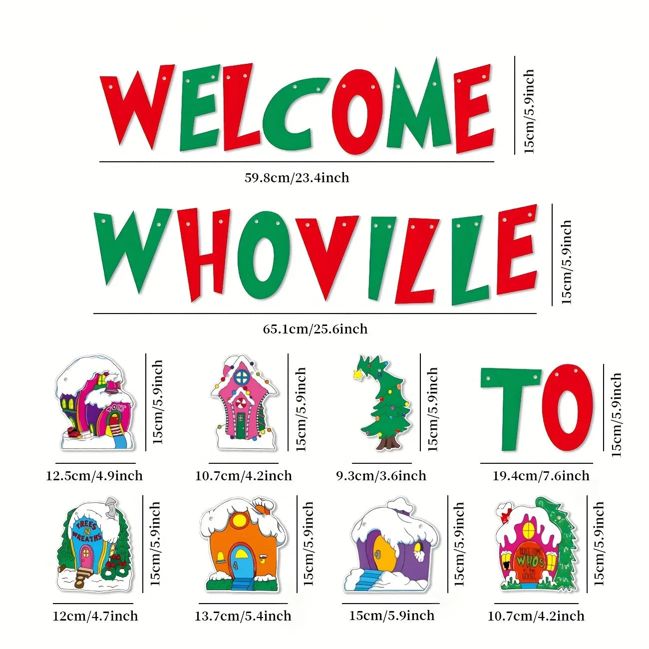 Welcome to Whoville Banner Whoville Sign Christmas Decorations Red and Green Christmas Banner Xmas Whoville Christmas Village Tr