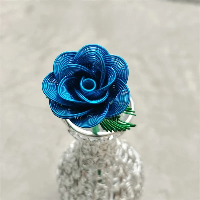 Aluminum Wire Eternal Rose Decoration (1 Piece) - Creative Eternal Love Artificial Flower DIY For Valentine's Day Wedding