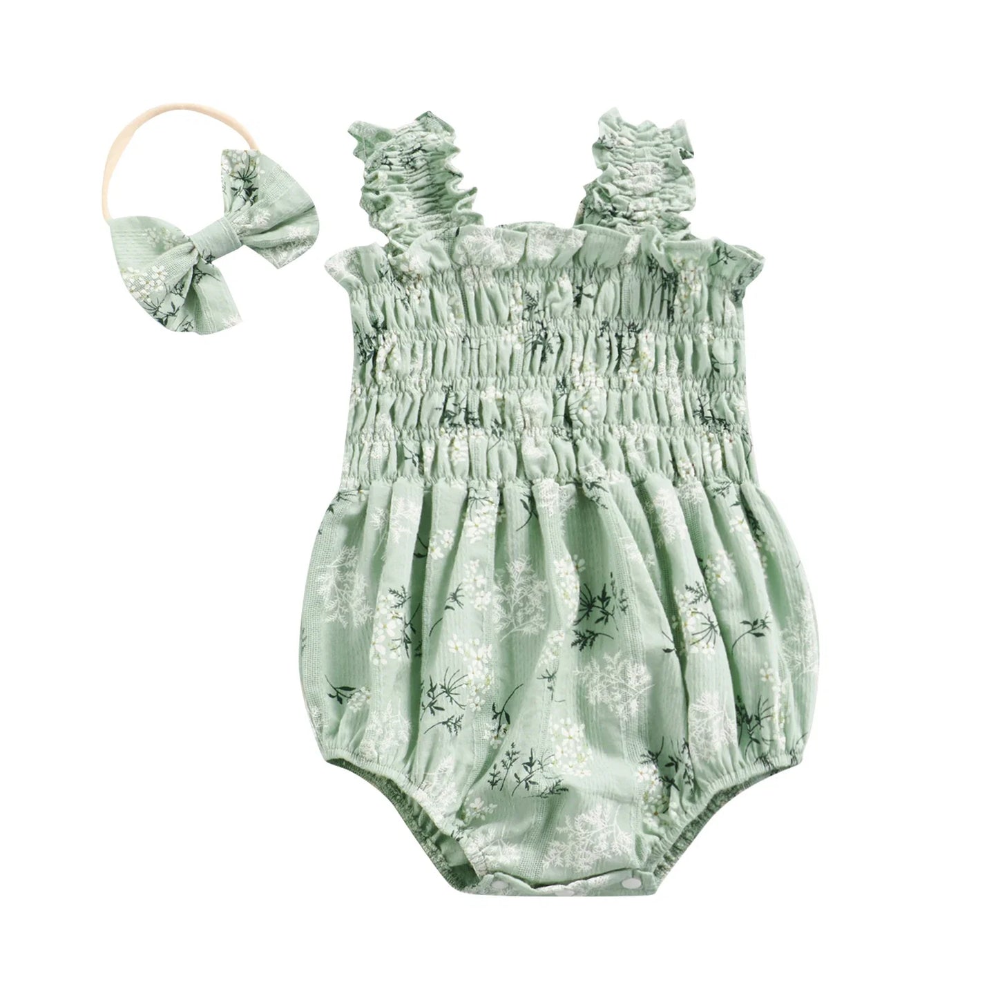 ma&baby 0-24M Baby Girl Romper Newborn Infant Jumpsuit  Floral Print Sleeveless Clothing Headband Summer Outfits