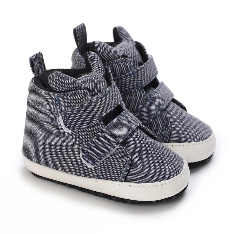 Baby Learning Walk Shoes, Striped PU Sports Shoes for Infants 0-18M, Soft Sole Lightweight Casual Footwear