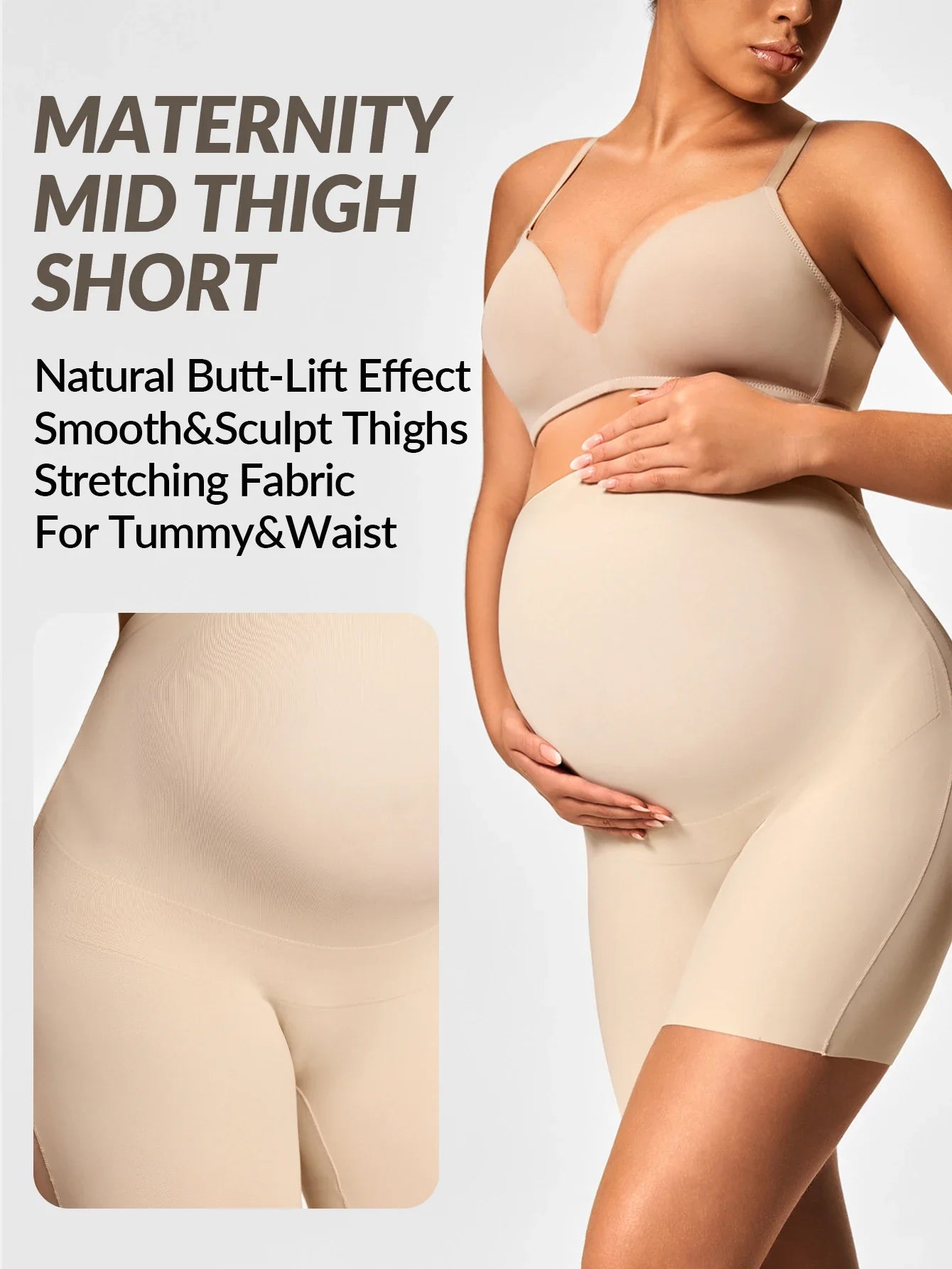Pregnant Women'S High Waisted Underwear Provides Warmth, Lifted Buttocks, High Elasticity, Comfort, And Solid Color Long Shorts