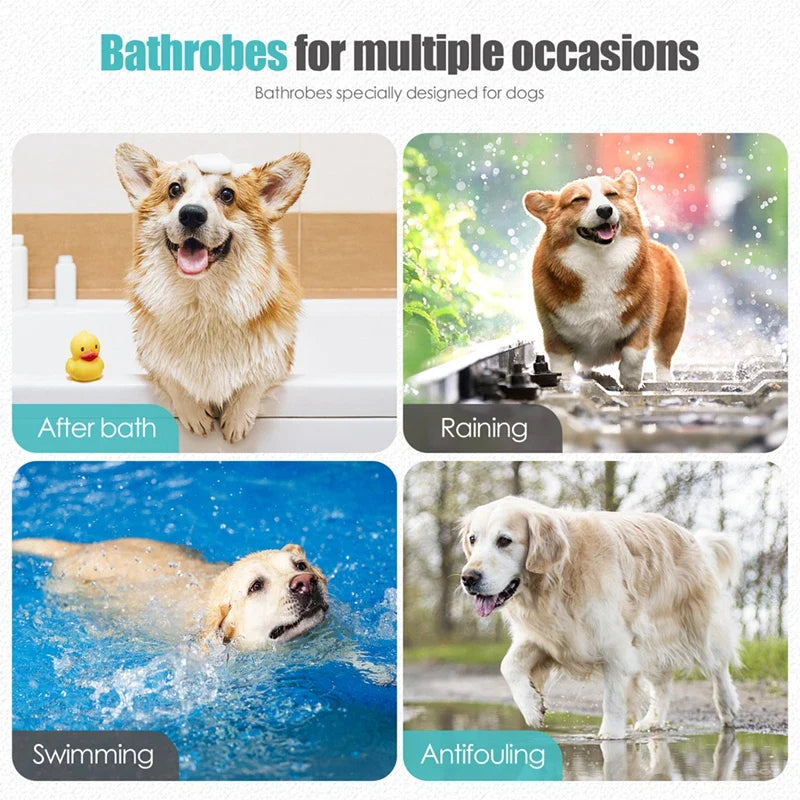 Pet Drying Coat Absorbent Bathrobe Towel for Large Medium Small Dogs Soft Adjustable Fast Drying Moisture Cat Dogs Pet Bath Robe