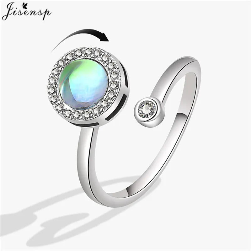 Luxury Fashion Fidget Spinner Ring Anxiety for Women Multiple Crystal Planet Butterfly Finger Rings Anti Stress Wedding Jewerly