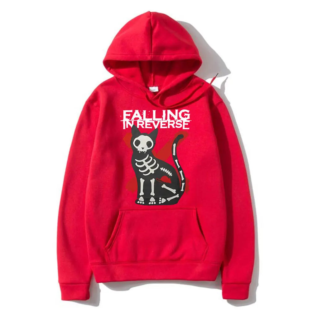 Falling in Reverse Cat Graphic Hoodie Men Women Gothic Casual Oversized Sweatshirt Men's Vintage Streetwear Male Cotton Hoodies