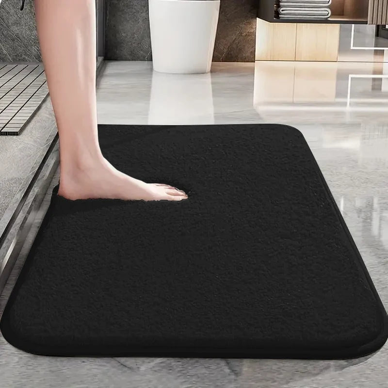 Thickened solid color bathroom non-slip floor mat shower room door absorbent foot mat square long hair toilet mat