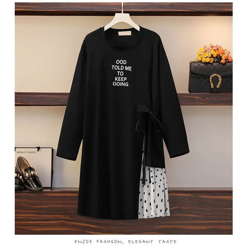 Oversized women's spring, autumn and winter clothes, polka dots, long sleeved bottoms, fashionable tops and dresses