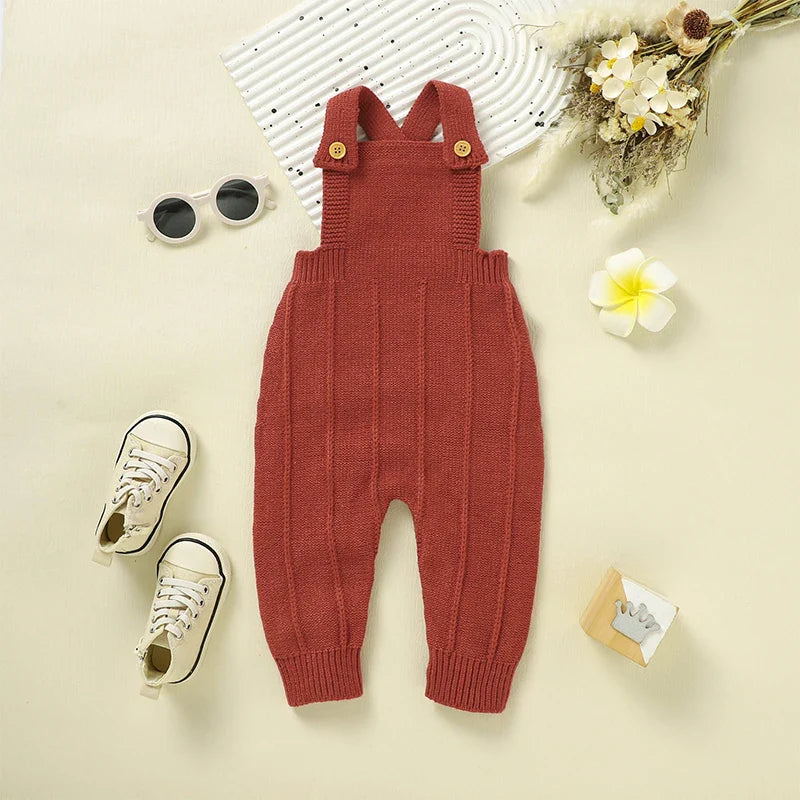 Baby Boy Jumpsuit Baby Girl Solid Knit Sleeveless Bodysuit Newborn Infant Cute Fall Clothes