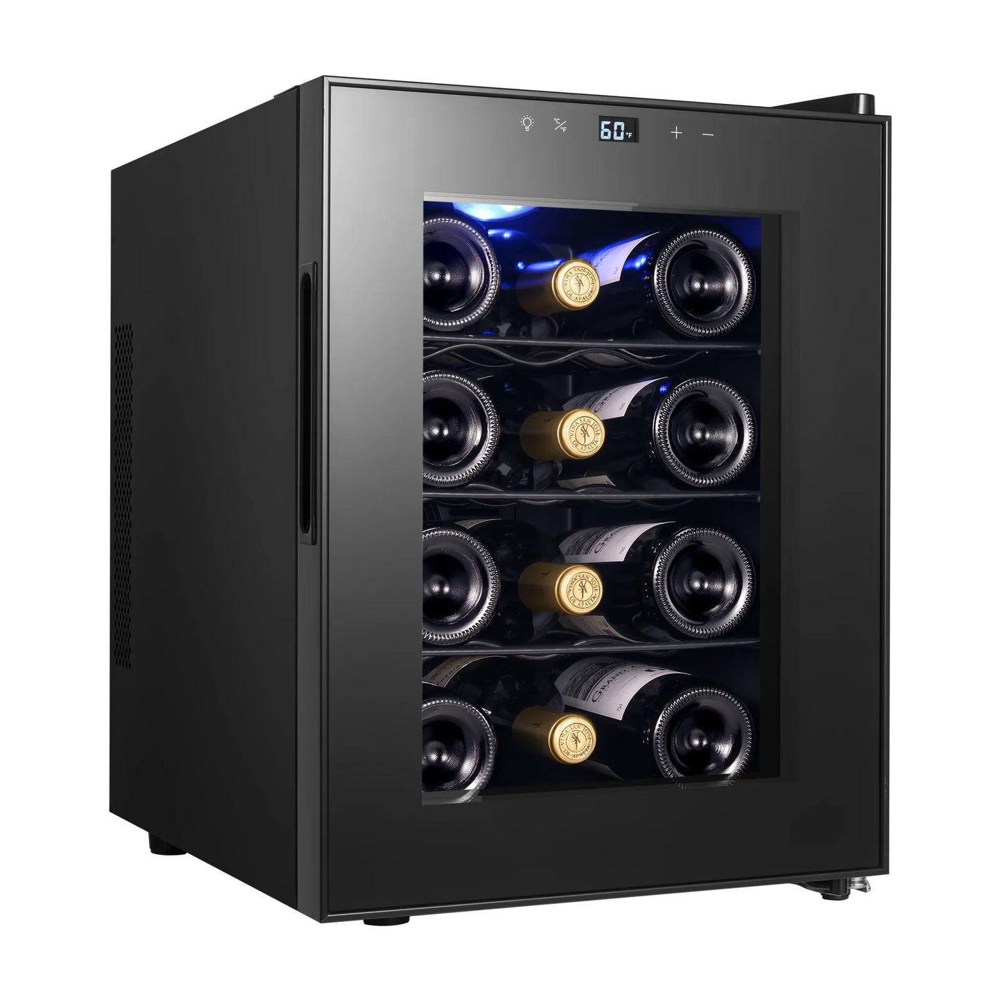 12 Bottle Thermoelectric Wine Cooler, 1.17Cu.ft Single Zone Wine Refrigerator, Digital Touch Control Wine Fridge for Home Bar