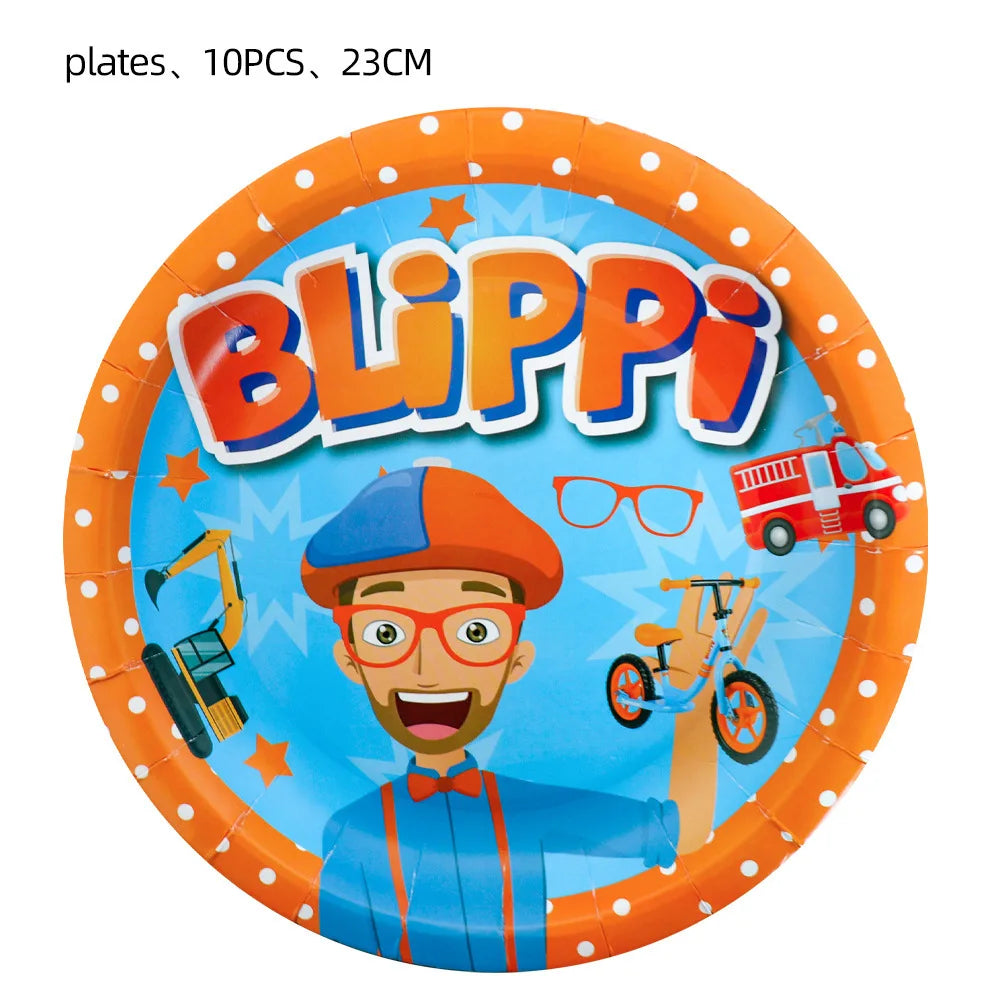 Bli-Ppi-Toy Theme Party Supplies Disposable Set Background Balloon Banner
