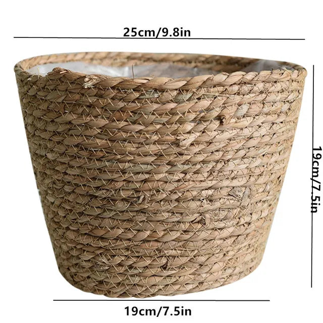 Straw Flower Pot Weaving Flower Plant Basket Grass Planter Basket Indoor Flower Pots Cover Plant Containers for Plantable Plants